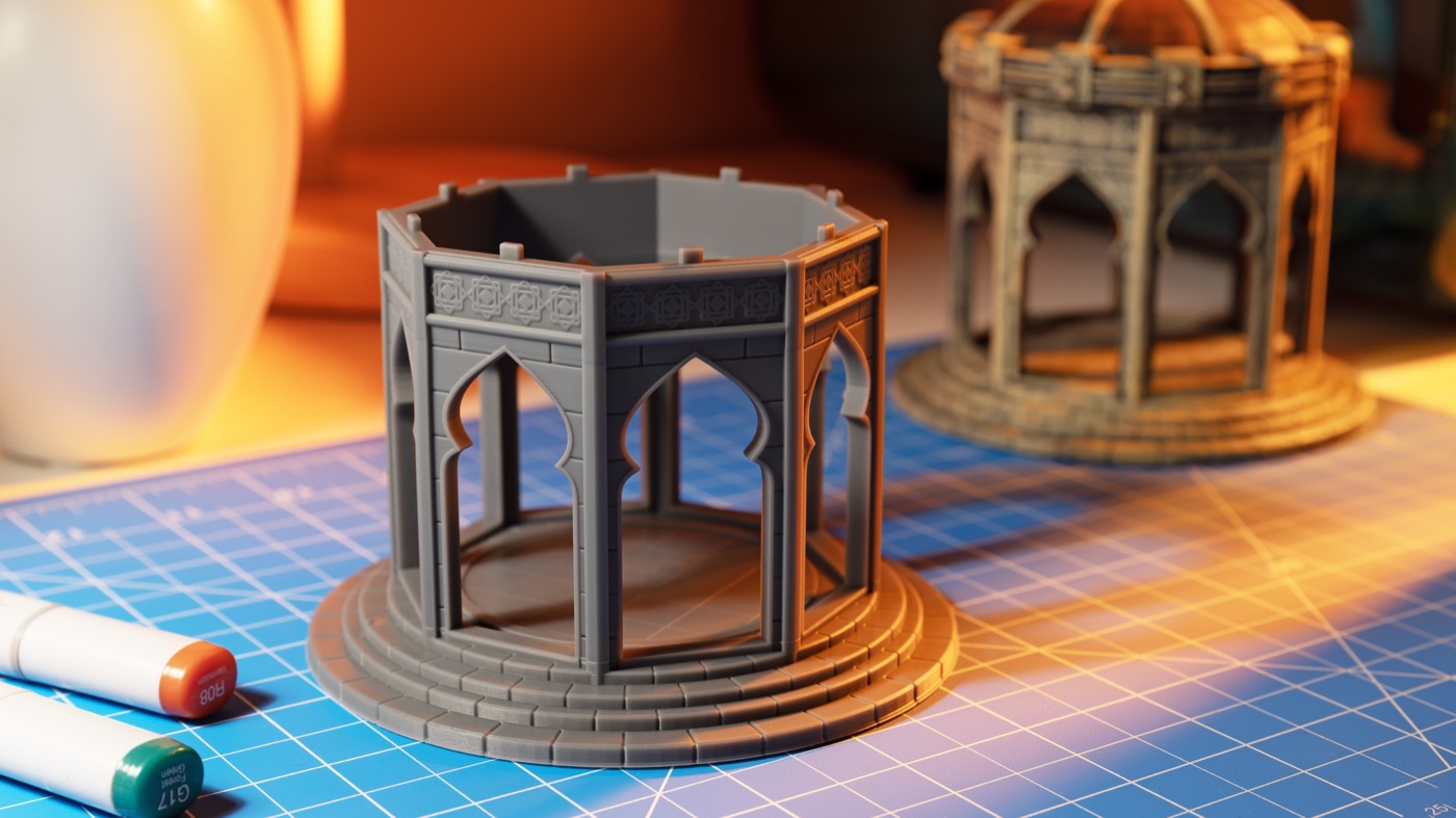 Peça de cenário Pavilion (Alpha Grey Resin · 100 μm)
